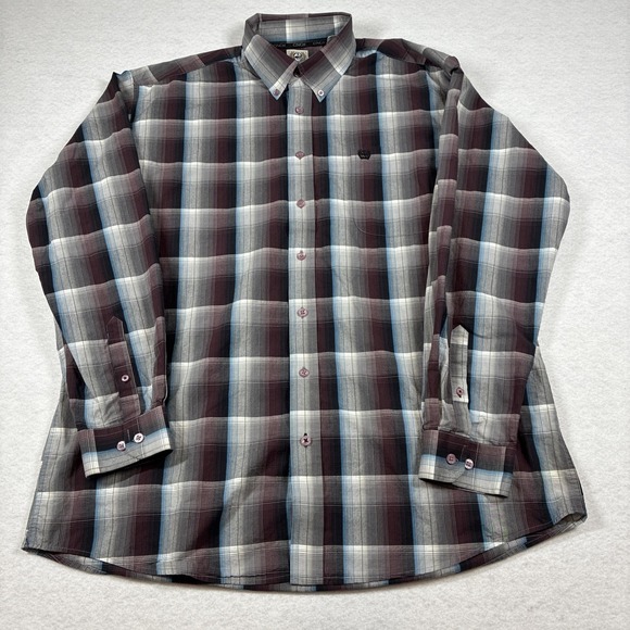 Cinch Other - Cinch Shirt Mens Large Blue Red Plaid Button Down Long Sleeve Western Casual
